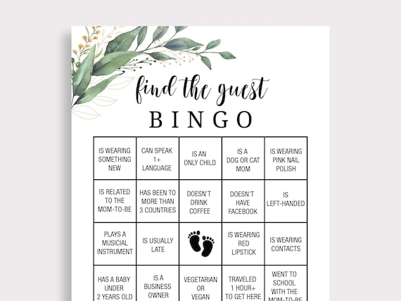 Floral Baby Shower Games Set - 50 Cards With Bingo, Guess Who, Guest Quest For 25 Guests