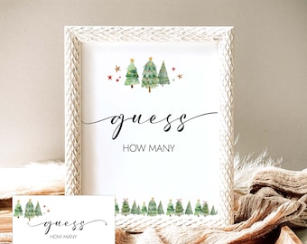 Guess How Many Game Sign Christmas Baby Shower Game Winter Baby Shower Games Funny Baby Shower Games Printable Instant Download CHR3