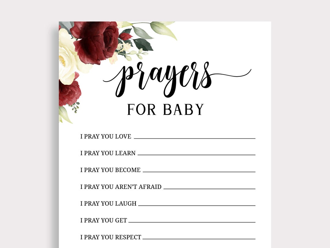 Prayers for Baby Card Printable, Baby Prayer Wish Cards, Well Wishes ...