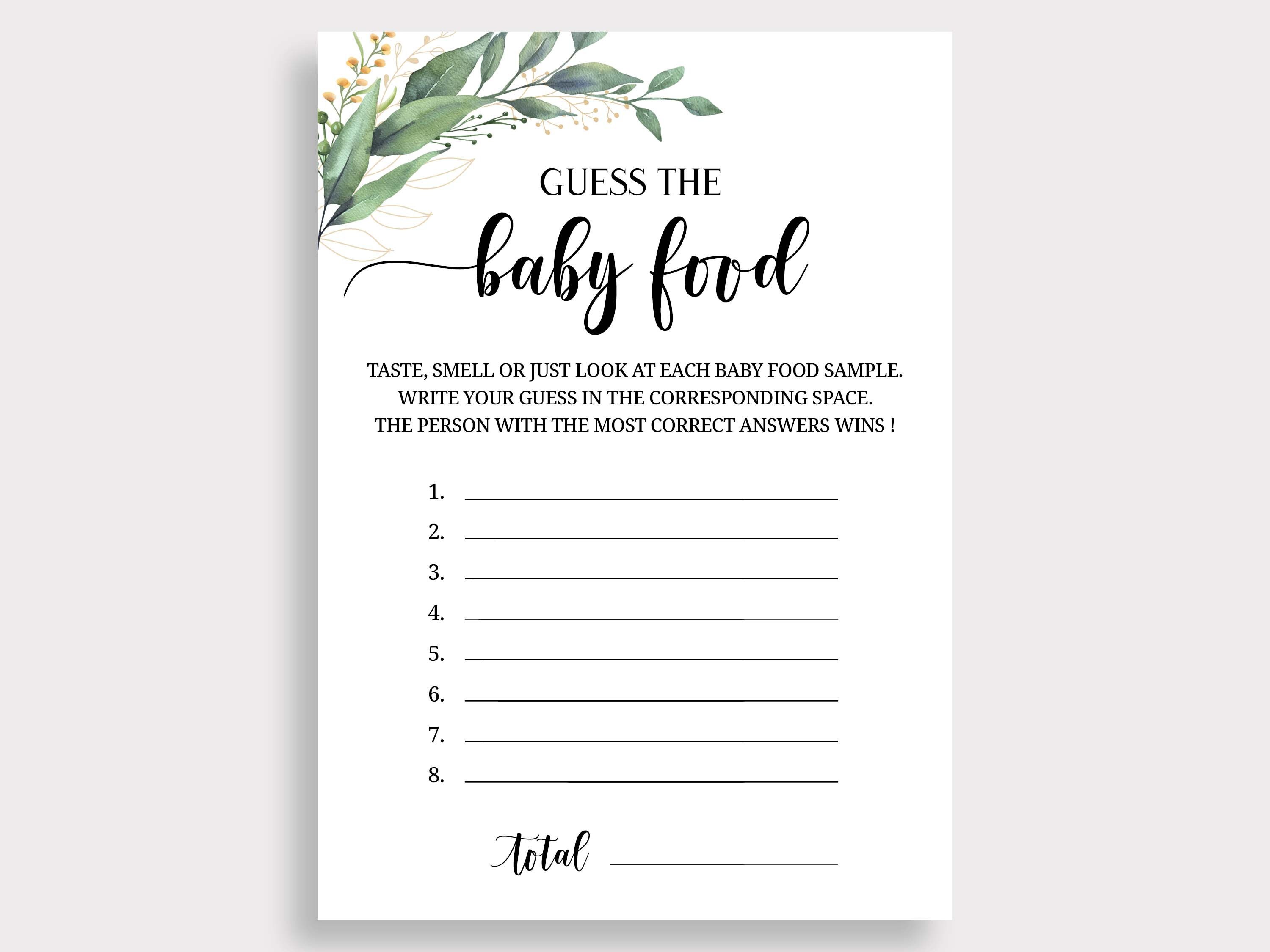 Guess The Baby Food Printable Baby Shower Game Blue Boy Mason Jar 