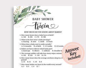 Baby Shower Trivia Game Printable Boy Baby Shower Games Girl Baby Shower Games Gender Neutral Party Games Instant Download  Digital DIY T16