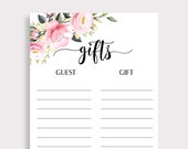 Gift List, Printable Bridal Shower Gift List, Baby Shower Gift List, Guest List, Gift Checklist, Instant Download, DIY, P16, P18, P28, P32