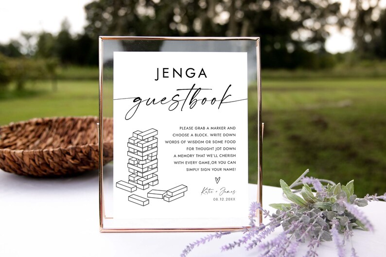 Wedding Jenga Guestbook Sign Jenga Guest Book Sign Simple Etsy