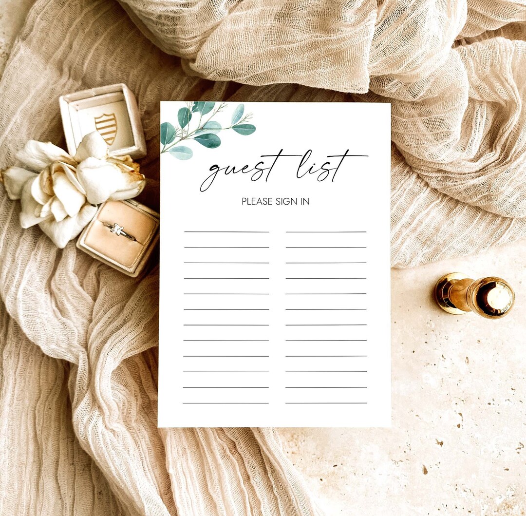 Guest List Bridal Shower Guest List Please Sign in Guest Checklist