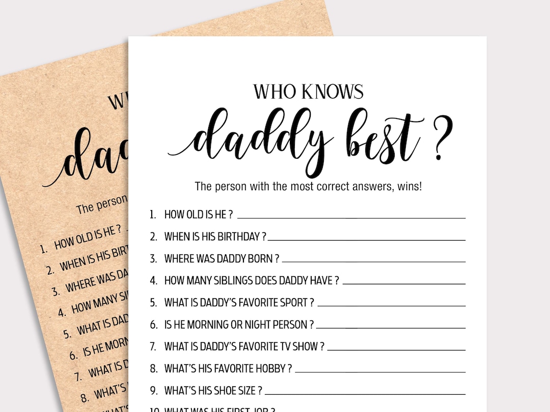 Who Knows Daddy Best Game, How Well Do You Know the Daddy, Daddy Quiz