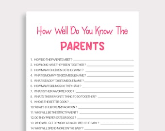 How Well Do You Know the Parents Who Knows Mommy Best Game Pink Baby Shower Games Printable Fun Baby Shower Instant Download Digital L16