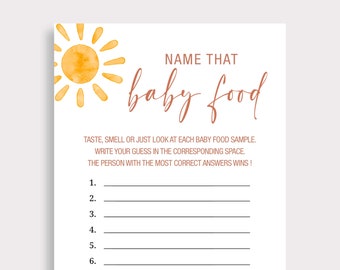 Guess the Baby Food Game Sunshine Baby Shower Food Game Rainbow Baby Shower Food Tasting Game Summer Baby Shower GamesInstant Download SN6