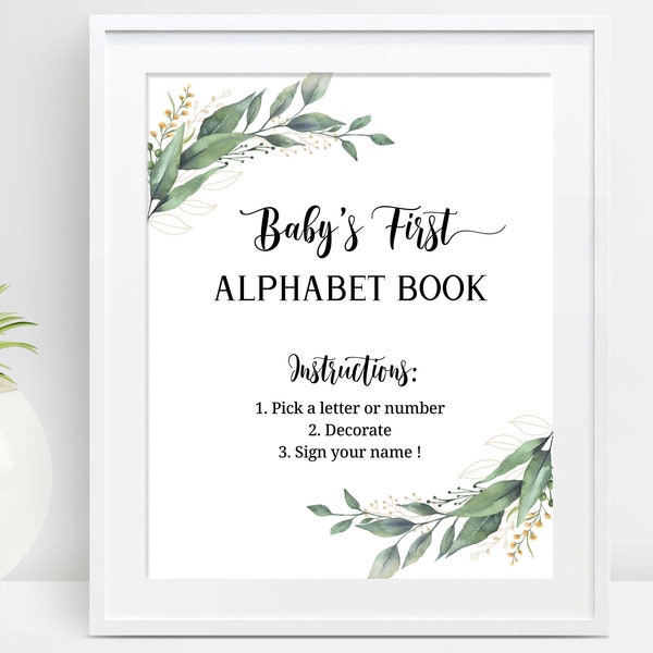 Baby's First Alphabet Book  Sign  Baby Alphabet Game Sign Babys First ABC Book Baby Shower Game Signs Baby Shower Activities  DIY C16 D28