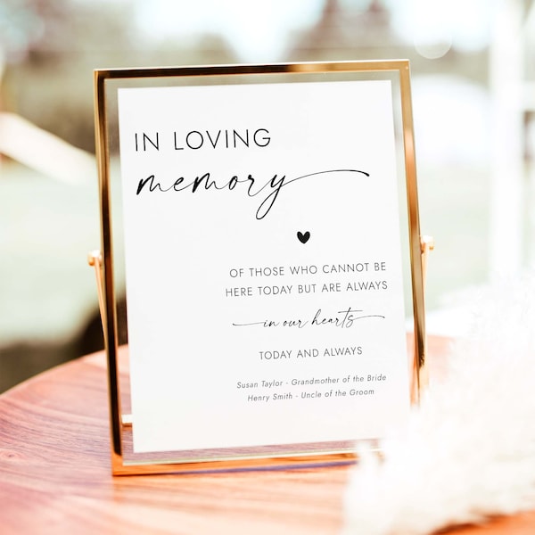 In Loving Memory Sign Wedding Memory Sign Forever in Our Hearts Sign Wedding Memorial Candle Sign Wedding Memory Table Printable W4 S1