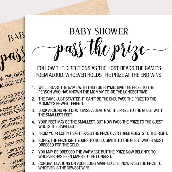 Pass the Prize Rhyme Baby Shower - Etsy