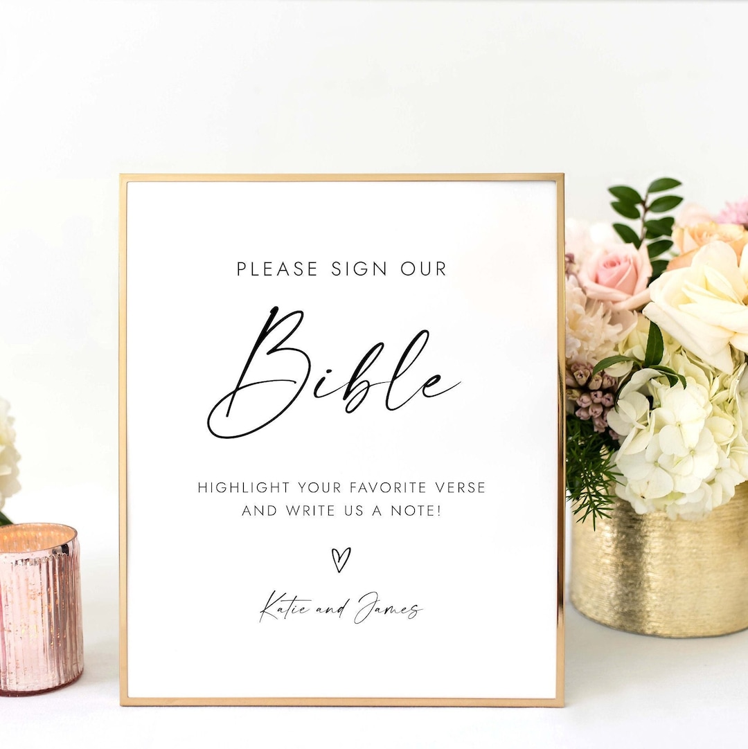 Wedding Bible Sign Bridal Shower Bible Guestbook Sign Wedding Guestbook