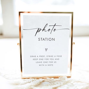Photo Station Sign Minimalist Wedding Guestbook Sign Minimalist Wedding Sign Grab A Prop And Strike A Pose  Photo Booth Sign Printable W4 S1