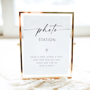 Photo Station Sign Minimalist Wedding Guestbook Sign Minimalist Wedding Sign Grab A Prop And Strike A Pose Photo Booth Sign Printable W4 S1