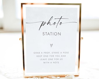 Photo Station Sign Minimalist Wedding Guestbook Sign Minimalist Wedding Sign Grab A Prop And Strike A Pose  Photo Booth Sign Printable W4 S1