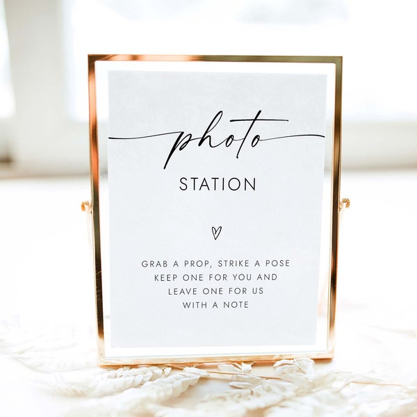 Photo Station Sign Minimalist Wedding Guestbook Sign Minimalist Wedding Sign Grab A Prop And Strike A Pose  Photo Booth Sign Printable W4 S1