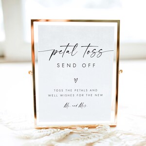 Petal Send Off Petal Toss Send off Sign Minimalist Wedding Send off Sign Newlywed ...