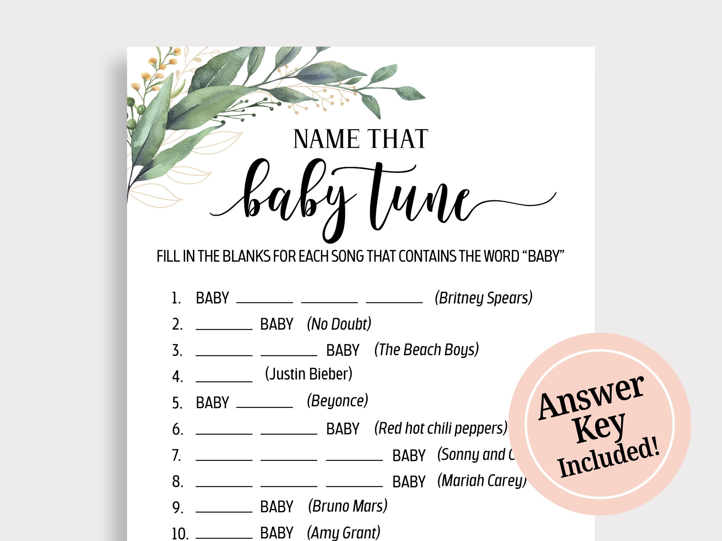 Name That Baby Tune Baby Shower Game Name That Baby Song Etsy Canada