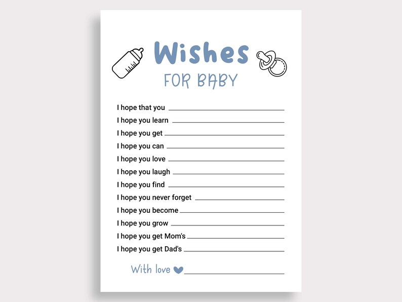 Baby Shower Wishes Wishes for Baby Printable Baby Wish Cards - Etsy