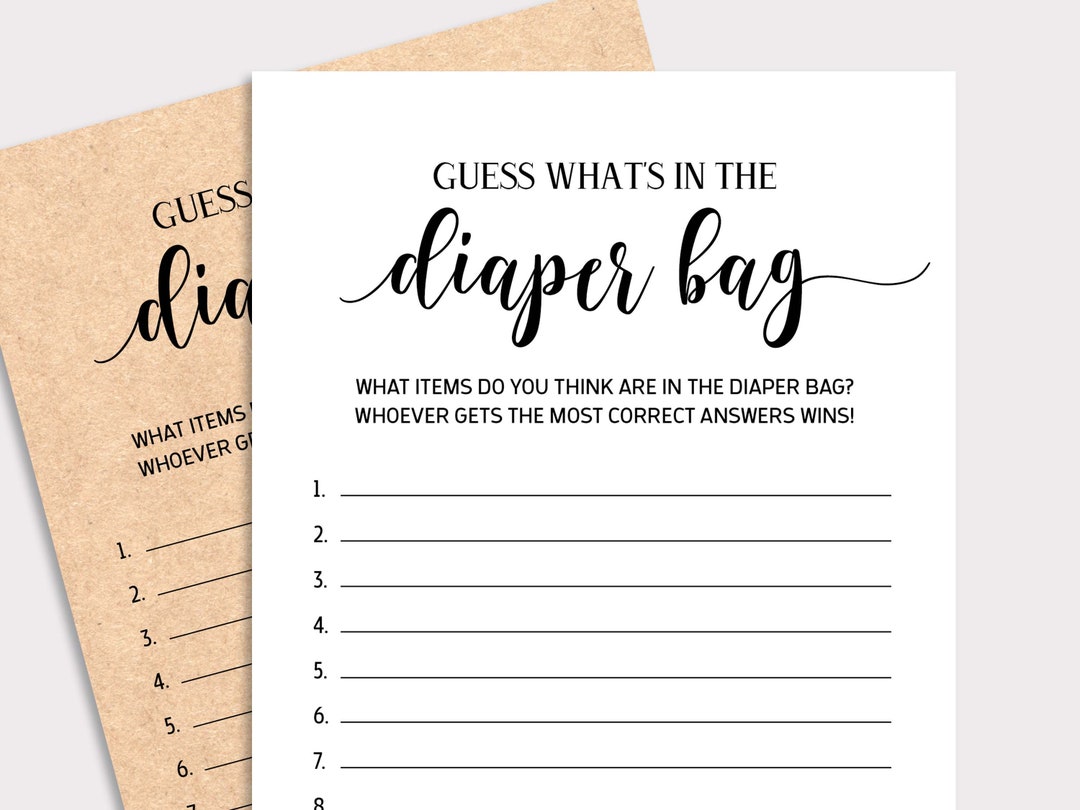 guess-what-s-in-the-diaper-bag-baby-shower-printable-game-what-is-in-the-diaper-bag-kraft-and-black-and-white-theme-instant-download-k16-etsy