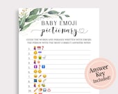 Fun Baby Shower Game Printable Baby Emoji Picture Game Emoji Pictionary Game Greenery Baby Shower Games Gender Neutral Instant Download T16
