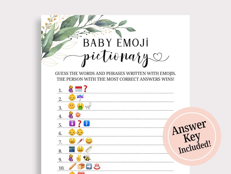 Fun Baby Shower Game Printable Baby Emoji Picture Game Emoji - Etsy