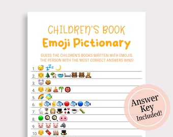 Baby Book Emoji Game Children's Book Emoji Pictionary Emoji Game Printable Fun Baby Shower Game PrintableBaby Shower Activity N16