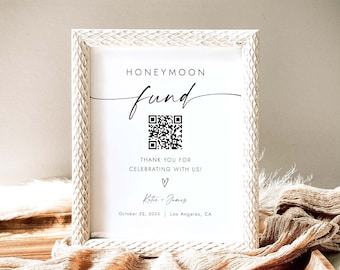 Honeymoon Fund QR Code Sign Wedding Honeymoon Fund Sign Venmo QR Code Honeymoon Fund Sign Minimalist Wedding Sign Honeymoon Donation W4 S1