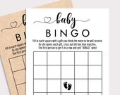 Baby Shower Bingo Cards, Rustic Baby Bingo Game, Kraft Baby Shower Bingo Printable, Baby Bingo Cards, Instant Download, Gender Neutral, K16