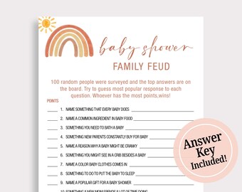 Baby Shower Feud  Game Baby Family Feud Game Rainbow Baby Shower Game Modern Baby Shower Game Printable Instant Download Gender Neutral RN6