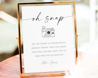 Oh Snap Sign Wedding Disposable Camera Sign Photo Instructions Sign Can&#39;t Wait to See What Develops Guest Photo I Spy Party Signs W4 S1