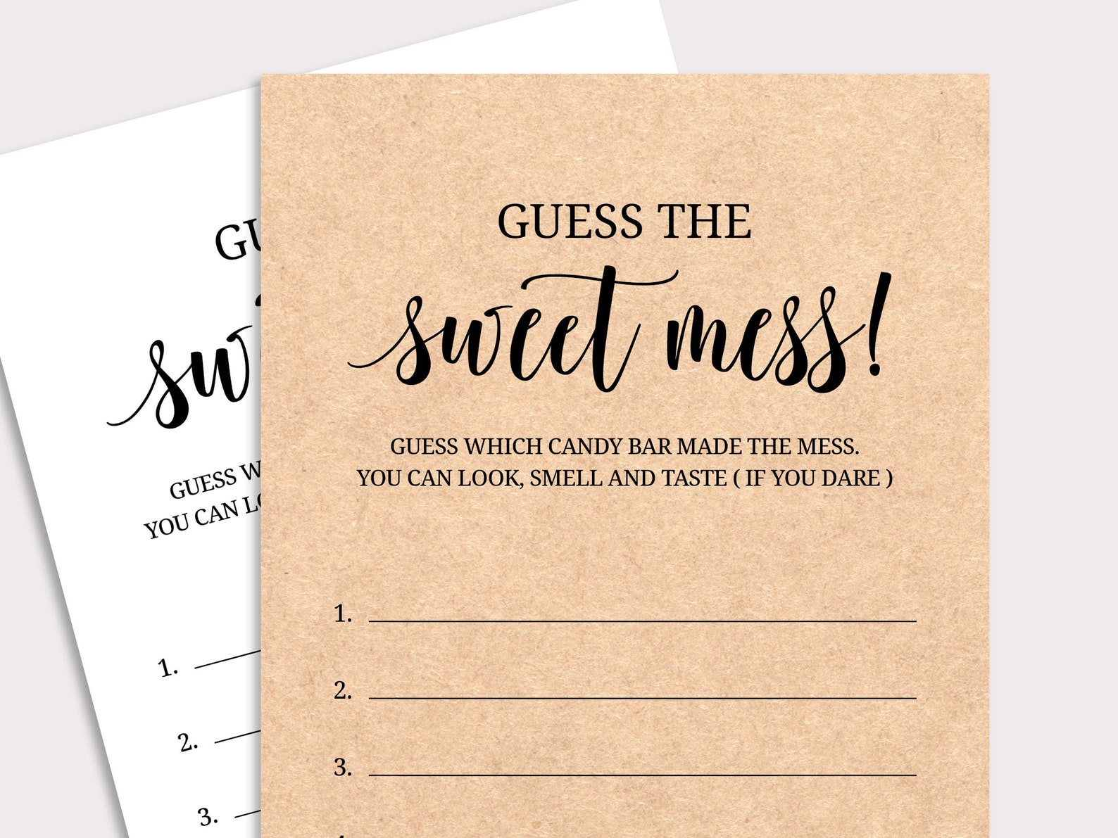 Guess the Sweet Mess Game Kraft Baby Shower Game Baby Shower Dirty ...