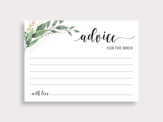 Advice for the Bride Card Printable Bridal Shower Advice - Etsy