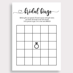 Printable Bridal Shower Bingo Game, Simple Bridal Bingo Cards, Modern Bridal Shower Games, Minimalist Wedding Shower, Instant Download, W18 image 2