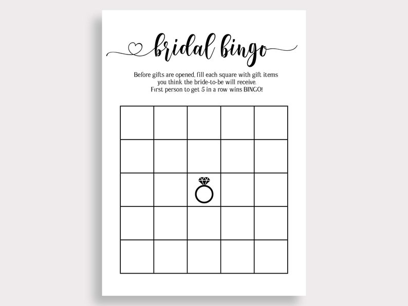 Printable Bridal Shower Bingo Game, Simple Bridal Bingo Cards, Modern Bridal Shower Games, Minimalist Wedding Shower, Instant Download, W18 image 2