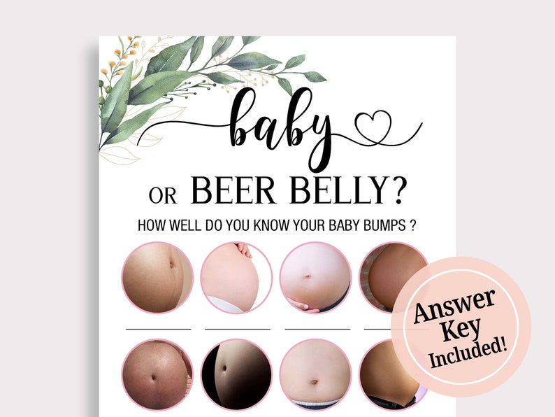 Baby Bump Beer Belly Game Pregnant Beer Belly Game Printable - Etsy
