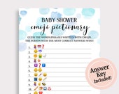 Blue Baby Shower Emoji Game, Baby Boy Shower Game Printable, Emoji Pictionary Cards, Baby Shower Activity Game, Instant Download, PDF, B16