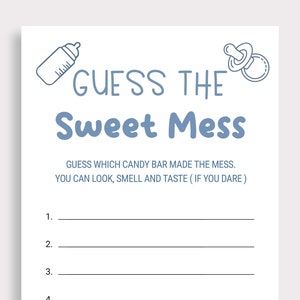 Guess The Sweet Mess Game Candy Bar Game Blue Baby Shower Baby Shower Dirty Diaper Game Poopy Diaper Game Printable Instant Download U16 image 1