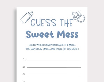 Guess The Sweet Mess Game Candy Bar Game Blue Baby Shower Baby Shower Dirty Diaper Game  Poopy Diaper Game Printable Instant Download U16