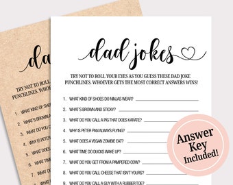 Dad Jokes Game Joke Trivia Game Greenery Baby Shower Games Funny Baby Shower Games Priintable Kraft Gender Neutral Instant Download K16