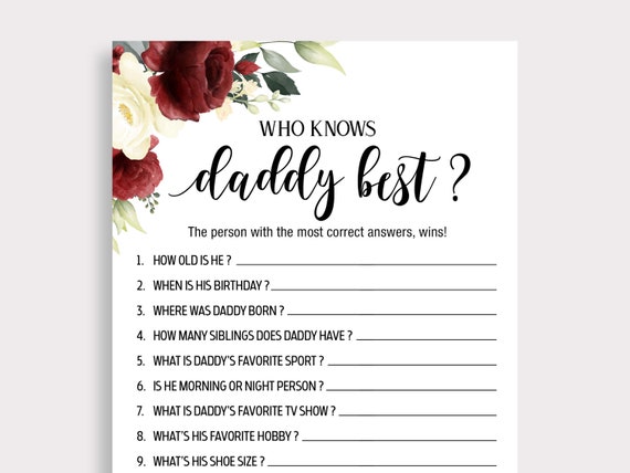 Who Knows Daddy Best Game How Well You Know Daddy Quiz Would 