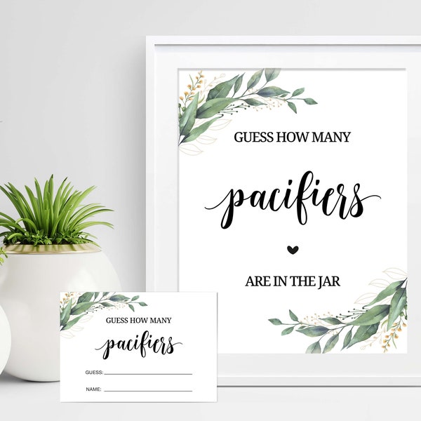 Guess How Many Pacifiers Baby Shower Game Etsy