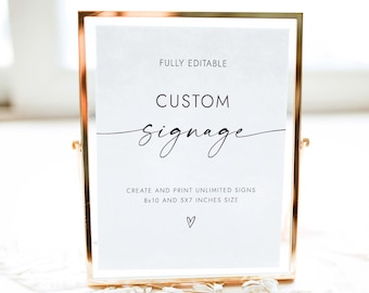 Custom Sign Template Modern Customizable Wedding Signage Minimalist Wedding Sign Printable Bridal Shower Signs Editable Party Signs W4 S1