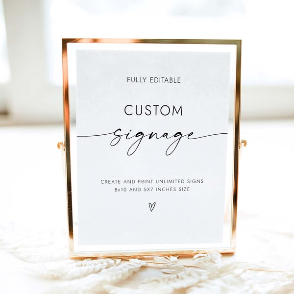 Custom Sign Template Modern Customizable Wedding Signage Minimalist Wedding Sign Printable Bridal Shower Signs Editable Party Signs W4 S1