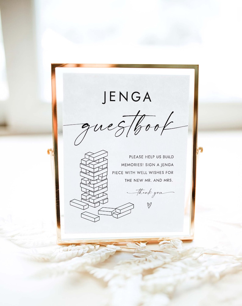 Wedding Jenga Game Sign Simple Jenga Guestbook Sign Jenga Piece With Well Wishes For New Mr And Mrs Help Us Build Memories Jenga Block W4 S1 image 2