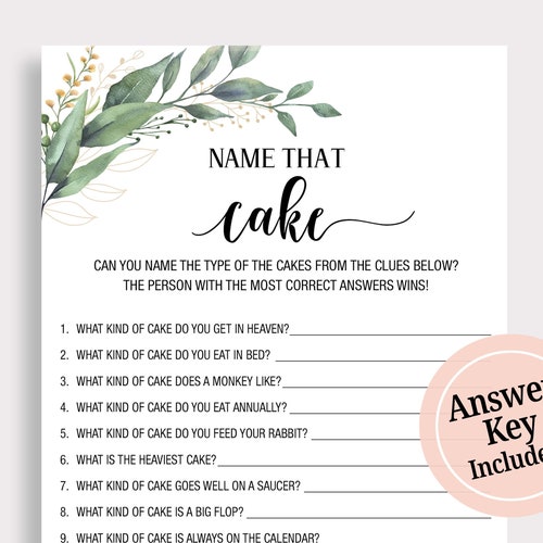 Name That Cake / Bridal Shower Games / Bridal Shower Cake Game Etsy