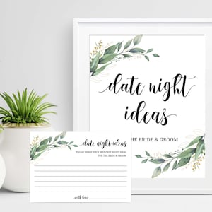 Ideas de citas nocturnas para la novia y el novio Signo de despedida de soltera Fiesta de despedida de soltera Firma de noche de boda Consejos de fecha Nıght Ideas Tarjetas C18 D32