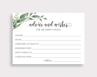 Advice and Wishes for the Happy Couple Card Wedding Advice Cards Wishes for Bride Groom Newlyweds Printable Bridal Shower Advice Card C18