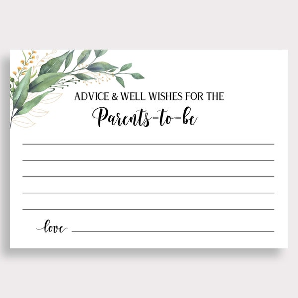 Advice and Well Wishes for Parents To Be Card Baby Shower Printable  Cards Advice for Parents Well Wishes Card Baby Sprinkle Advice C16 D28