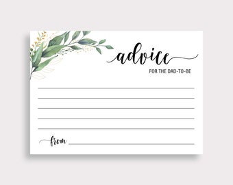 Advice for Dad To Be Card, Advice for Dad Card, Daddy To Be Advice Card, Greenery Baby Shower Advice Card,  New Dad, Printable, C16, D28