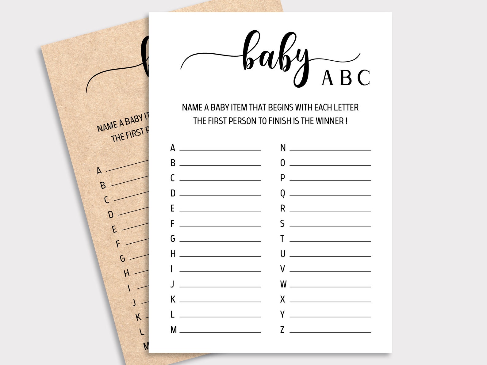 Baby ABC Game Baby Alphabet Game Baby Shower Game Printable - Etsy